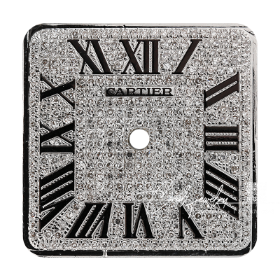 Cartier Santos 100 Midi Diamond Pavéblack Roman Numerals Custom Dial