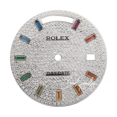 Custom Diamond Paved Rainbow Dial For Rolex Day Date 40