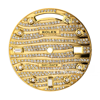 Rolex Day Date 41mm Gold Wave Design Diamond Set Custom Dial