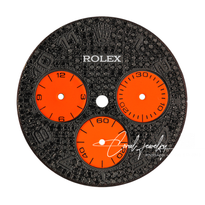 Rolex Daytona Black Diamond Pavé Orange Sub Dials Custom Dial