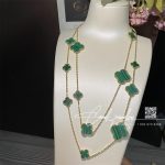 Van Cleef & Arpels Magic Alhambra Long Necklace, 16 Motifs Yellow Gold, Malachite Vcaro2af00 (2)