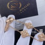 Van Cleef & Arpels Vintage Alhambra Bracelet, 5 Motifs Rose Gold, Diamond Vcarp4kn00 (3)