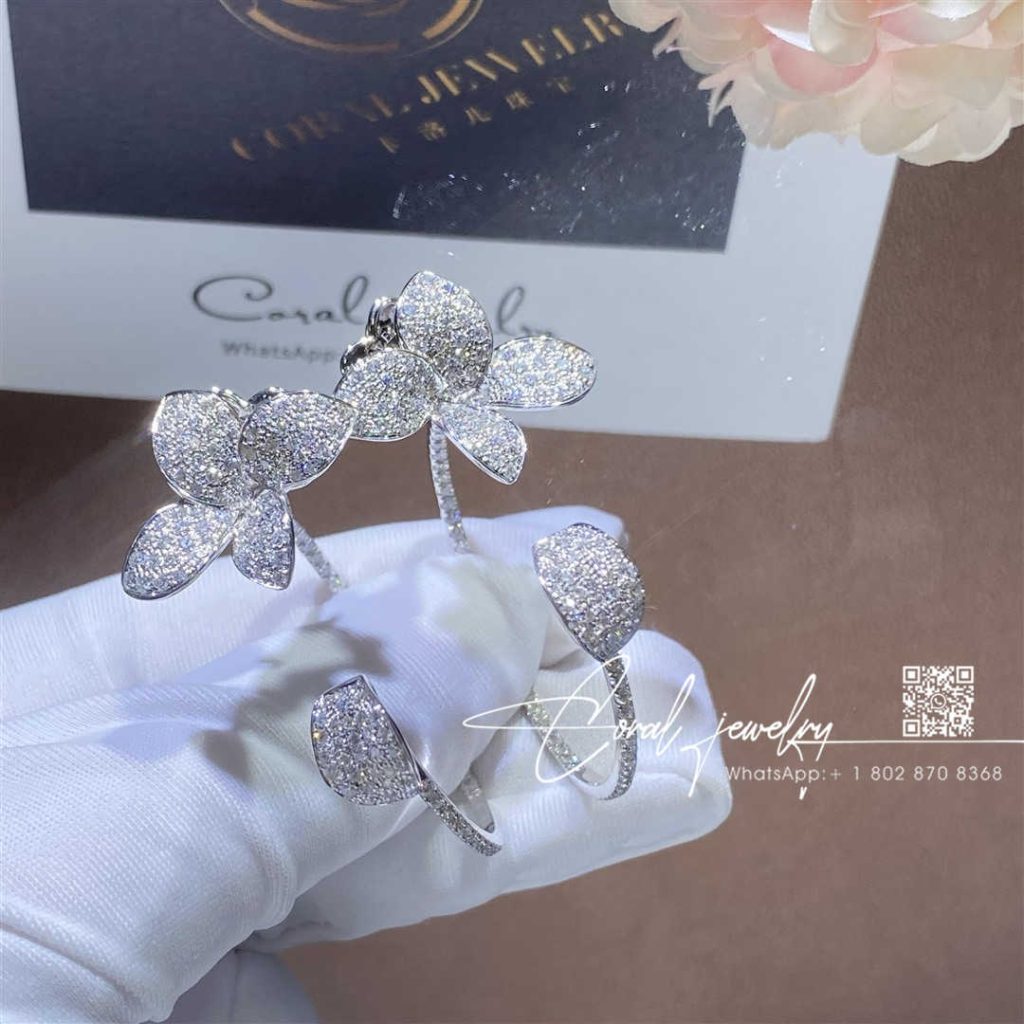 Pasquale Bruni Petit Garden Earrings In 18k White Gold With Diamonds, Medium Flower (16)