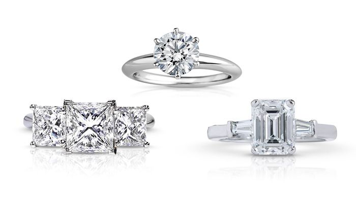 Three Diamond Engagement Rings Princess Cut Three.