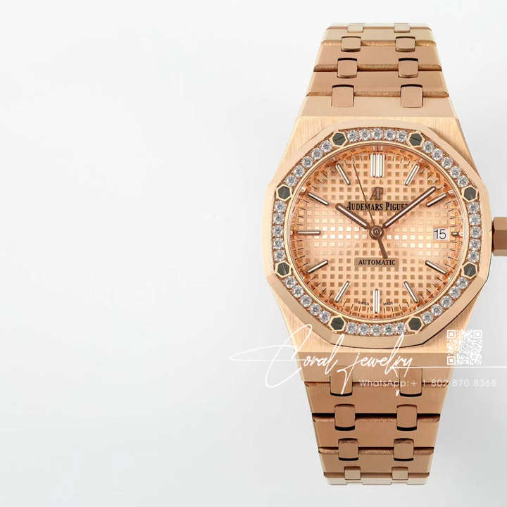 Replica Audemars Piguet Royal Oak Lady 33mm 8f Rg & Diamond Champagne Dial Swiss Quartz (1)