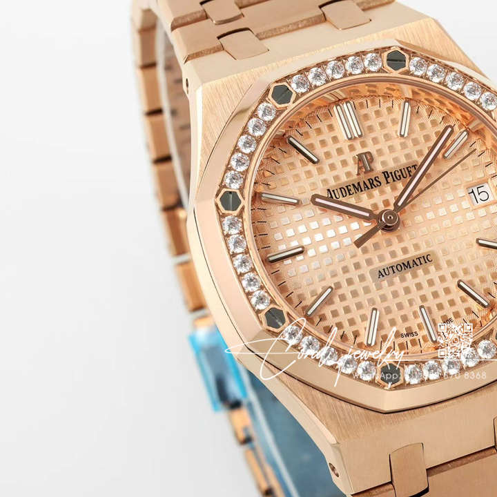 Replica Audemars Piguet Royal Oak Lady 33mm 8f Rg & Diamond Champagne Dial Swiss Quartz (2)