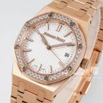 Replica Audemars Piguet Royal Oak Lady 33mm 8f Rg & Diamond White Dial Swiss Quartz (3)