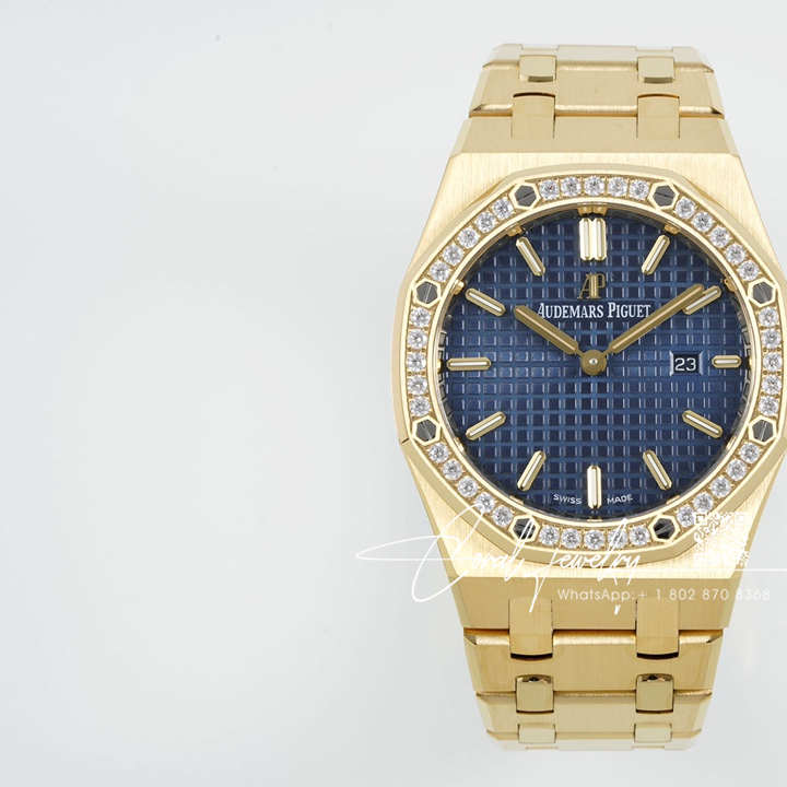 Replica Audemars Piguet Royal Oak Lady 33mm 8f Yg & Diamond Blue Dial Swiss Quartz (1)