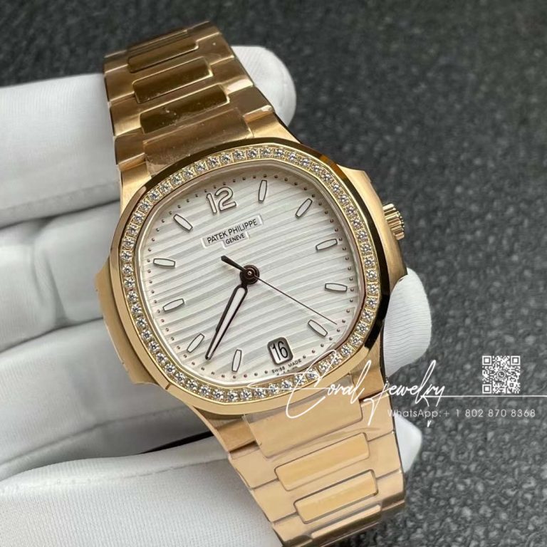 Replica Patek Philippe Nautilus Nautilus 7118 Lady 3kf Yg White Dial Diamond Bezel Swiss 324 Sc (2)