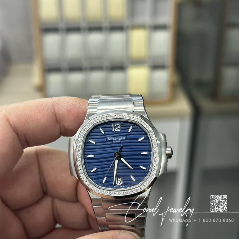 Replica Patek Philippe Nautilus 7118 Lady 3kf Ss Blue Dial Diamond Bezel Swiss 324 Sc (1)