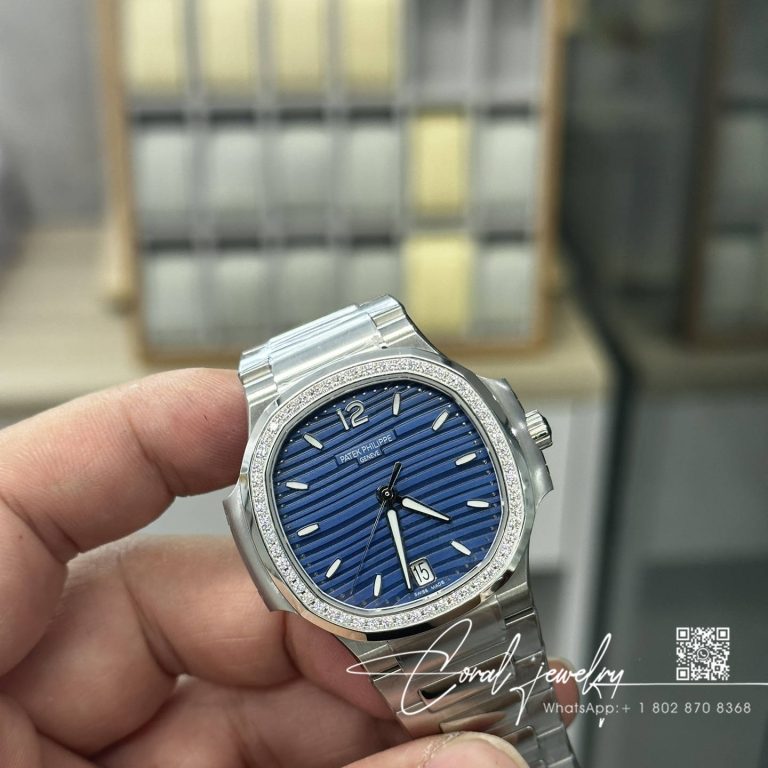 Replica Patek Philippe Nautilus 7118 Lady 3kf Ss Blue Dial Diamond Bezel Swiss 324 Sc (2)