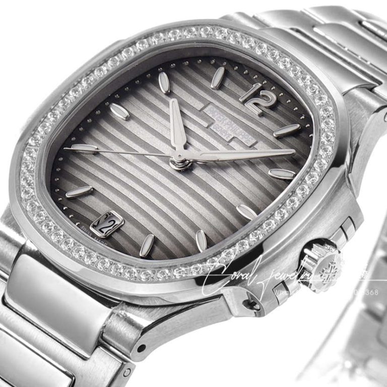 Replica Patek Philippe Nautilus 7118 Lady 3kf Ss Gray Dial Diamond Bezel Swiss 324 Sc (2)