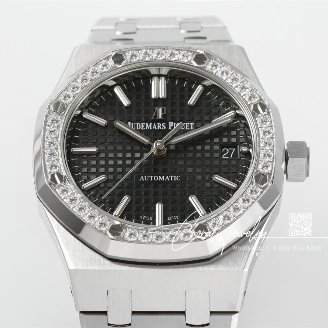 Replica Audemars Piguet Royal Oak 15451 37mm Apsf St & Diamond Black Dial Swiss 3120 (3)