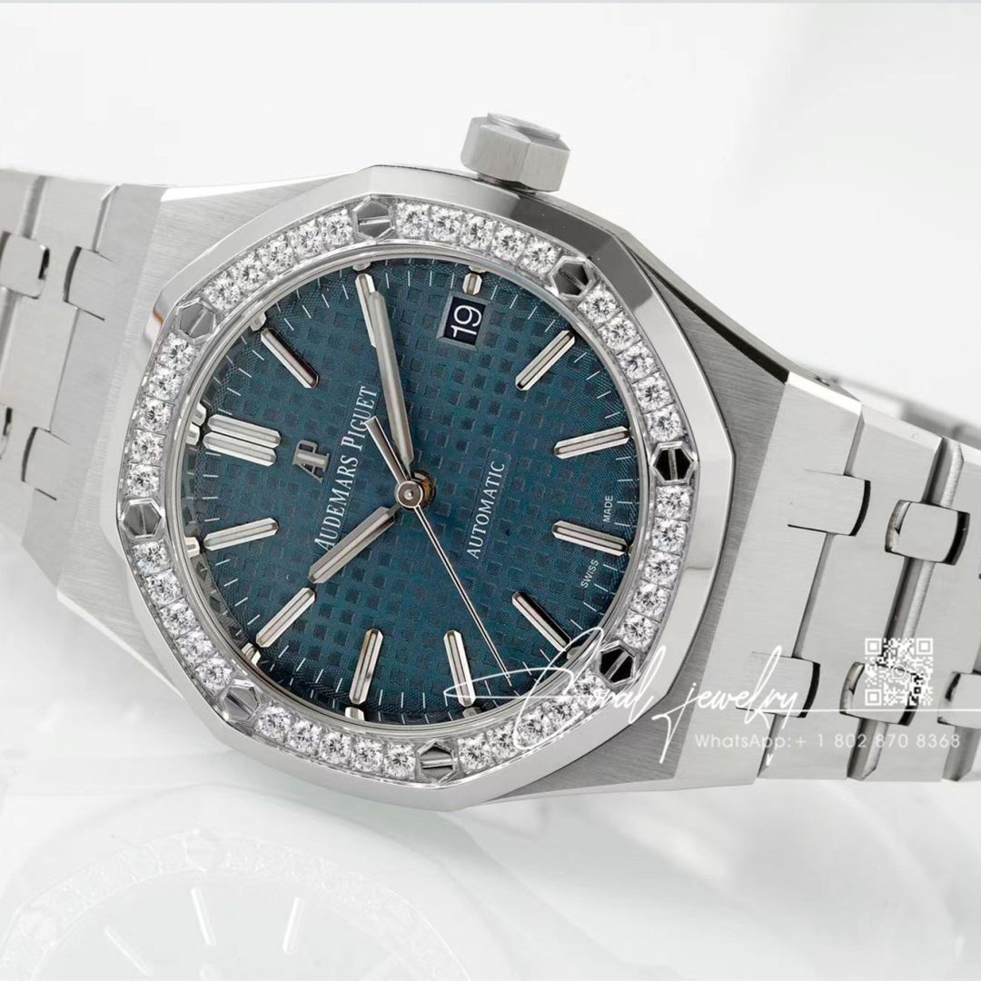 Replica Audemars Piguet Royal Oak 15451 37mm Apsf St & Diamond Blue Dial Swiss 3120 (2)