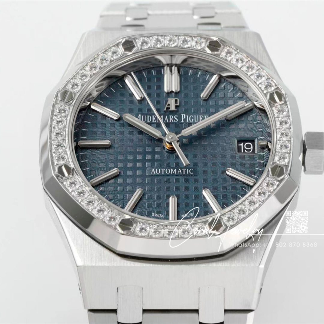 Replica Audemars Piguet Royal Oak 15451 37mm Apsf St & Diamond Blue Dial Swiss 3120 (3)