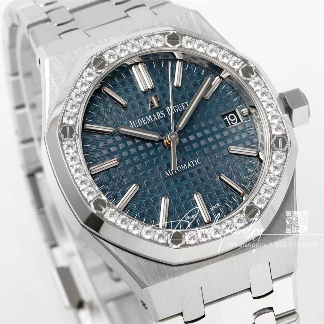 Replica Audemars Piguet Royal Oak 15451 37mm Apsf St & Diamond Blue Dial Swiss 3120 (4)