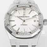 Replica Audemars Piguet Royal Oak 15451 37mm Apsf St & Diamond White Dial Swiss 3120 (5)