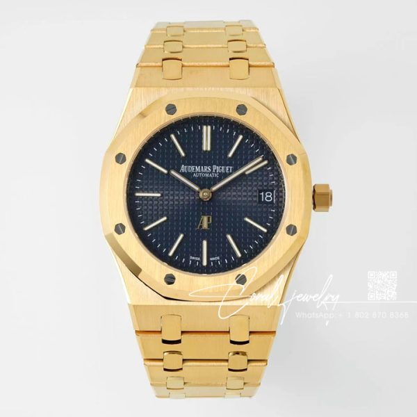 Replica Audemars Piguet Royal Oak Extra Thin 39mm 15202 Kzf Yg Blue Dial Swiss 2121 (1)