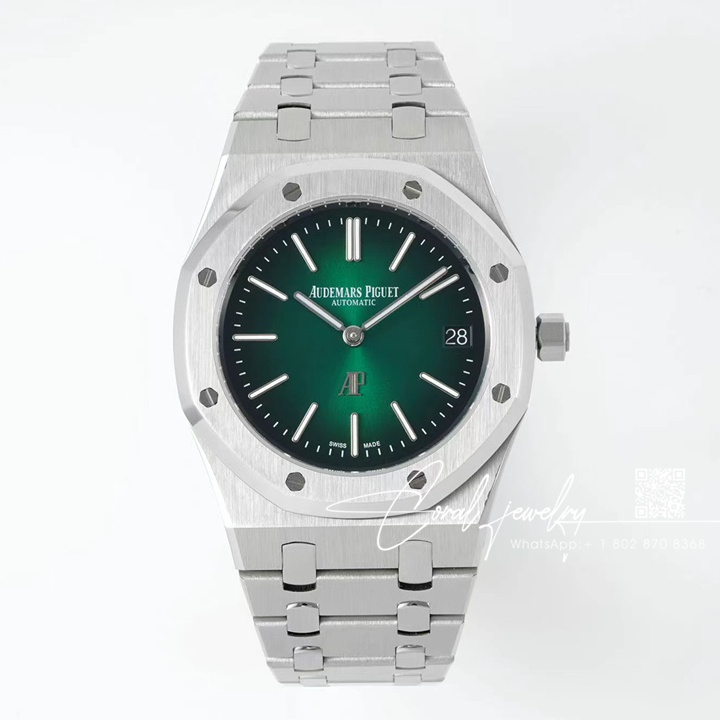 Replica Audemars Piguet Royal Oak Extra Thin 39mm 15202 Zf Ss Gradient Green Dial Swiss 2121 (1)