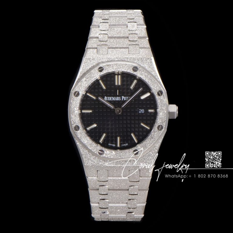 Replica Audemars Piguet Royal Oak Frosted Gold Quartz 33mm 67653 Omf Ss Black Dial Swiss 3132 (1)