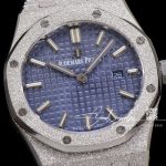 Replica Audemars Piguet Royal Oak Frosted Gold Quartz 33mm 67653 Omf Ss Blue Dial Swiss 3132 (14)