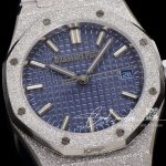 Replica Audemars Piguet Royal Oak Frosted Gold Quartz 33mm 67653 Omf Ss Blue Dial Swiss 3132 (5)