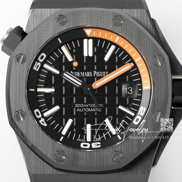 Replica Audemars Piguet Royal Oak Offshore Diver 15707 Zf Black Ceramic Black & Orange Dial Swiss 3120 (2)