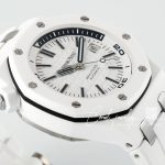 Replica Audemars Piguet Royal Oak Offshore Diver 15707 Zf White Ceramic White Dial Swiss 3120 (7)