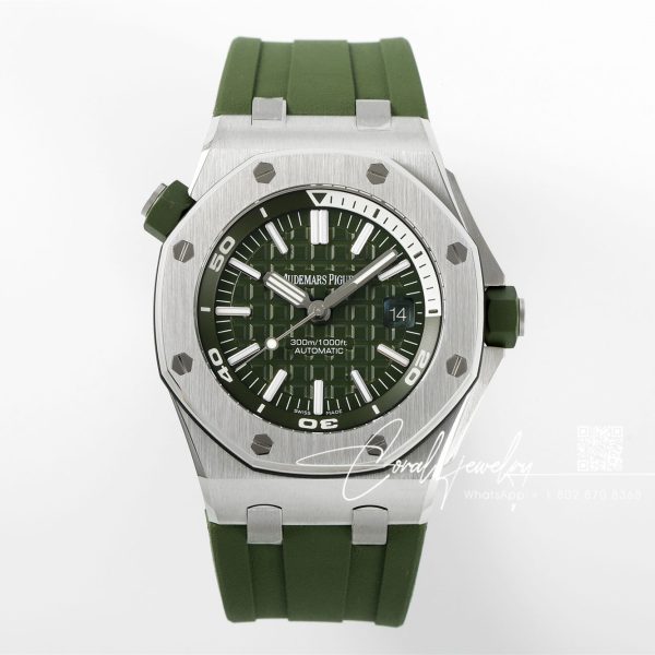 Replica Audemars Piguet Royal Oak Offshore Diver 15710 Apsf Ss Green Dial Swiss 3120 (1)