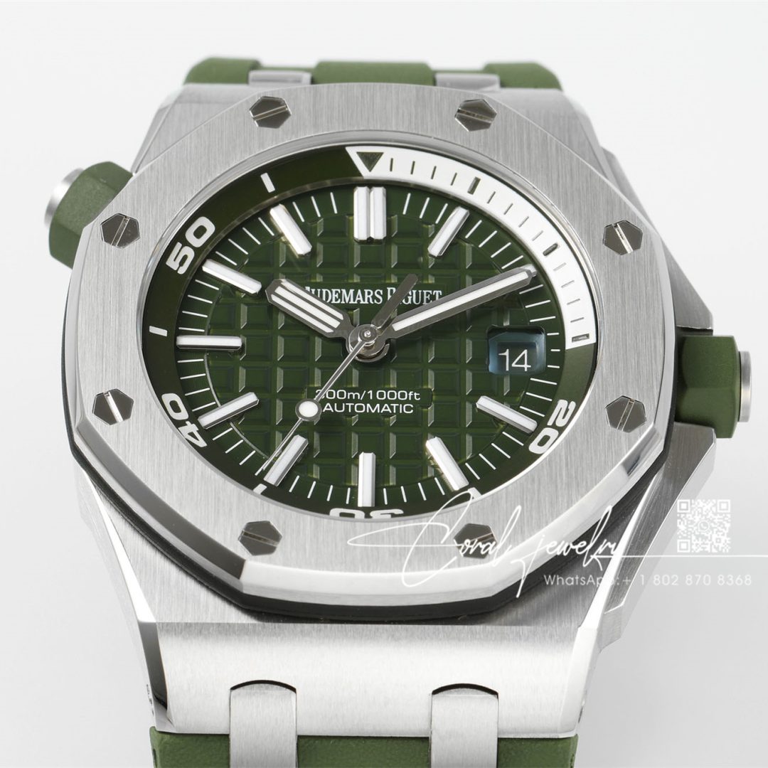 Replica Audemars Piguet Royal Oak Offshore Diver 15710 Apsf Ss Green Dial Swiss 3120 (4)