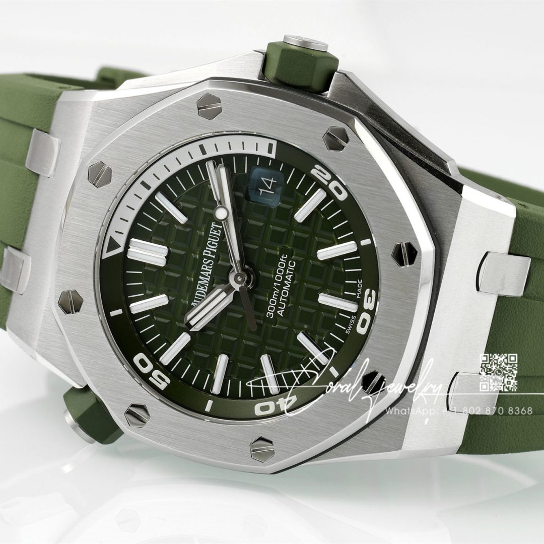 Replica Audemars Piguet Royal Oak Offshore Diver 15710 Apsf Ss Green Dial Swiss 3120 (5)