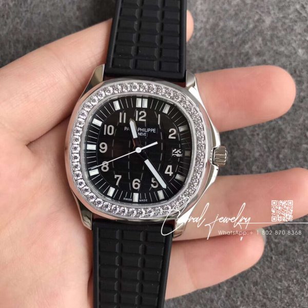 Replica Patek Philippe Aquanaut Luce Ladies 5067a 001 Ppf Ss & Diamonds Black Dial Swiss E23 250sc (1)