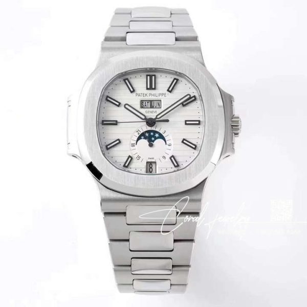 Replica Patek Philippe Nautilus Annual Calendar Moonphase 57261a Ppf Ss White Dial Swiss 324 (1)