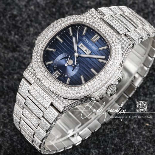 Replica Patek Philippe Nautilus Anual Calendar 5726 R8f Ss & Diamonds Blue Dial Swiss 324s (2)