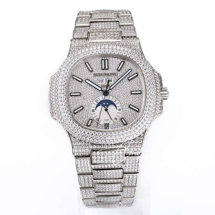 Replica Patek Philippe Nautilus Anual Calendar 5726 R8f Ss & Diamonds Diamond Dial Swiss 324s (1)