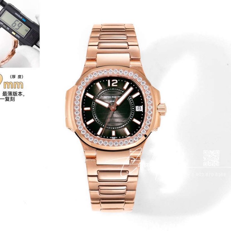 Replica Patek Philippe Nautilus Ladies 70101r 011 Grf Rg & Diamonds Black Dial Swiss Quartz E23 250 Sc (1)