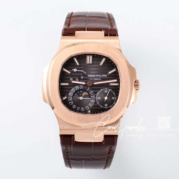 Replica Patek Philippe Nautilus Moonphase 5712 Ppf Factory V2 Brown Dial Brown Leather Strap Swiss 240 Ps (1)