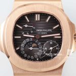 Replica Patek Philippe Nautilus Moonphase 5712 Ppf Factory V2 Brown Dial Brown Leather Strap Swiss 240 Ps (2)