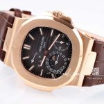 Replica Patek Philippe Nautilus Moonphase 5712 Ppf Factory V2 Brown Dial Brown Leather Strap Swiss 240 Ps (7)