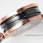 Replica Bvlgari B.zero Bvf Black Dial In Rose Gold On Black Ceramic Bracelet (5)