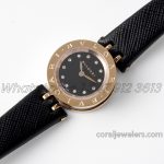 Replica Bvlgari B.zero Bvf Black Dial In Rose Gold On Black Leather Strap (7)