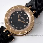 Replica Bvlgari B.zero Bvf Black Dial In Rose Gold On Black Leather Strap (8)