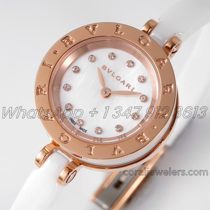 Replica Bvlgari B.zero Bvf Mop Dial In Rose Gold On White Ceramic Bracelet (2)