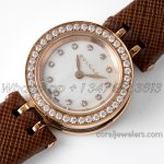 Replica Bvlgari B.zero Bvf Mop Dial With Diamond Bezel In Rose Gold On Brown Leather Strap (9)