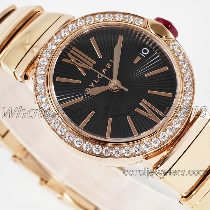 Replica Bvlgari Lvcea Bvf Black Dial In Rose Gold With Diamond Bezel (2)