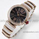 Replica Bvlgari Lvcea Bvf Black Dial In Rose Goldsteel With Diamond Bezel (1)