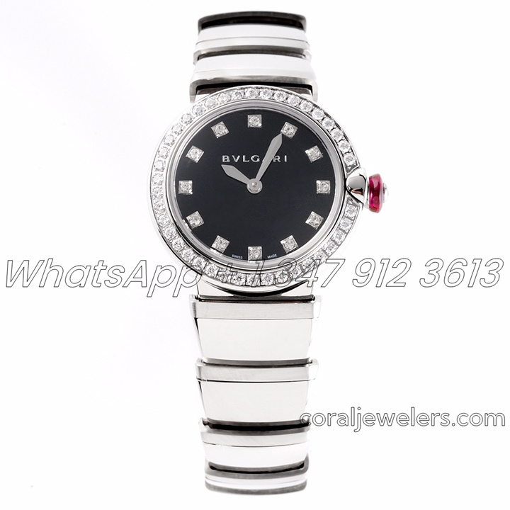 Replica Bvlgari Lvcea Bvf Black Dial In Steel With Diamond Bezel (1)