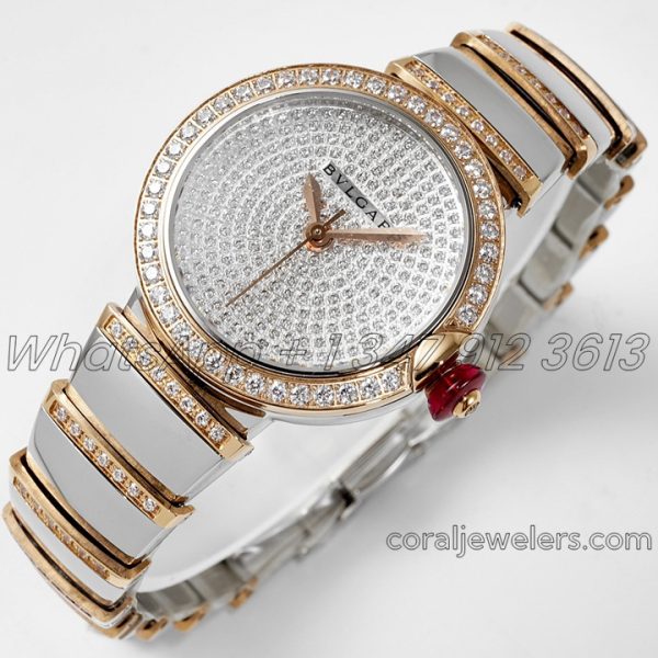 Replica Bvlgari Lvcea Bvf Diamond Dial In Rose Goldsteel With Diamond Bezel (1)