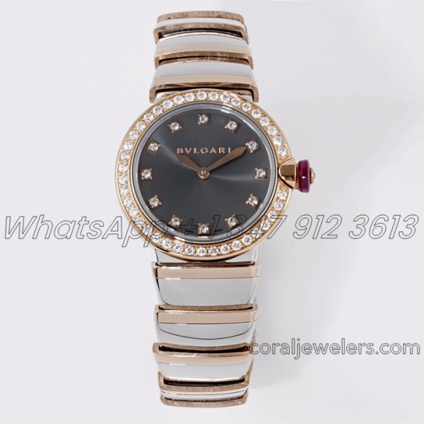 Replica Bvlgari Lvcea Bvf Grey Dial In Rose Goldsteel With Diamond Bezel (1)