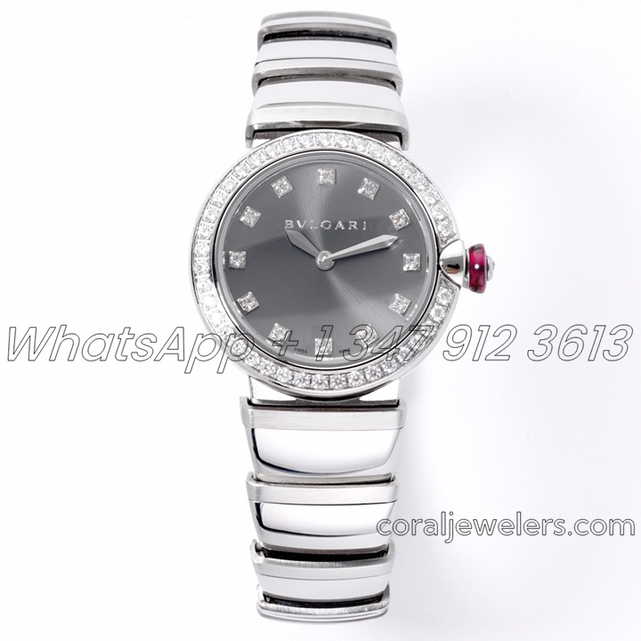 Replica Bvlgari Lvcea Bvf Grey Dial In Steel With Diamond Bezel (1)